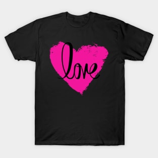 Hot Pink Heart Love, Valentine's Day, Romance, Romantic T-Shirt